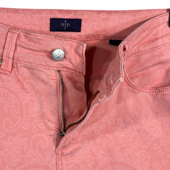 NYDJ SZ 4 Ankle Jeans Paisley Mid-Rise Stretch Pockets Zip-Fly Lift-Tuck Pink - Picture 4 of 12